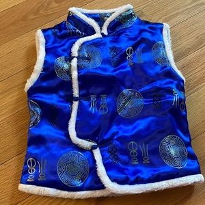 Royal Blue Vest Coat Fleece Quilted Chinese New Year Kids Outfits